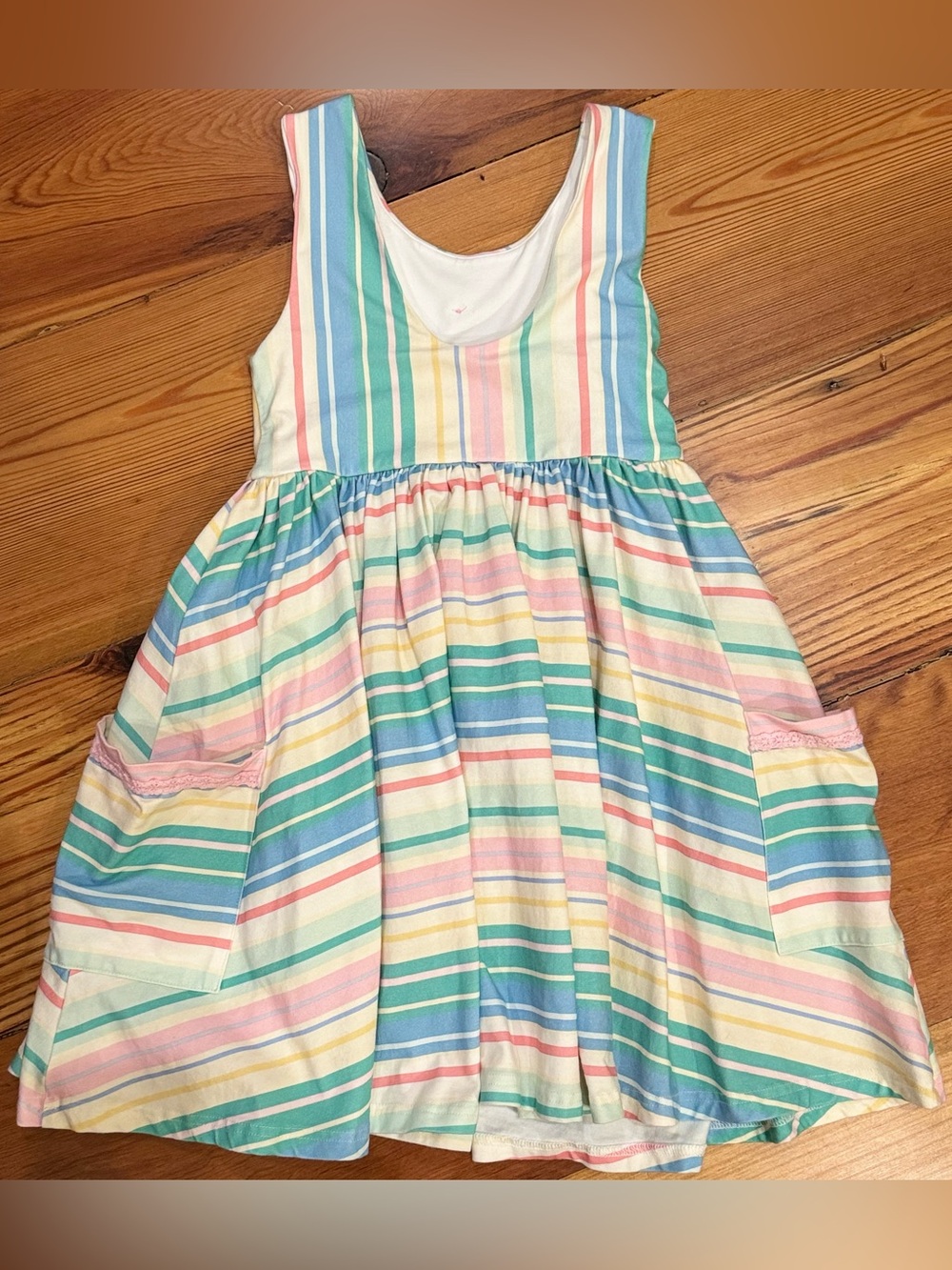 SweetHoney Girls Pastel Multi-Stripe Sleeveless Cotton Dress Size 10 - Picture 5 of 9